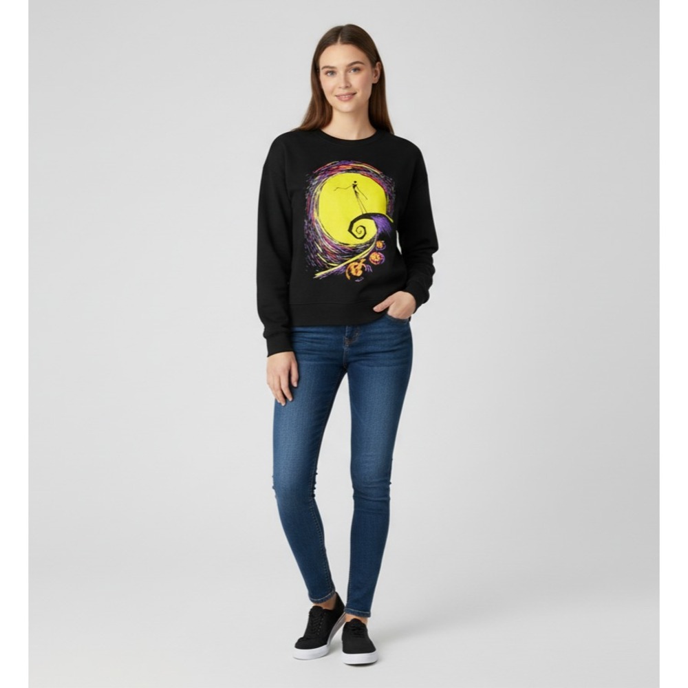 Nightmare Before Christmas Sweatshirt Womens L Black‎ Gothic Cozy Kidcore Disney